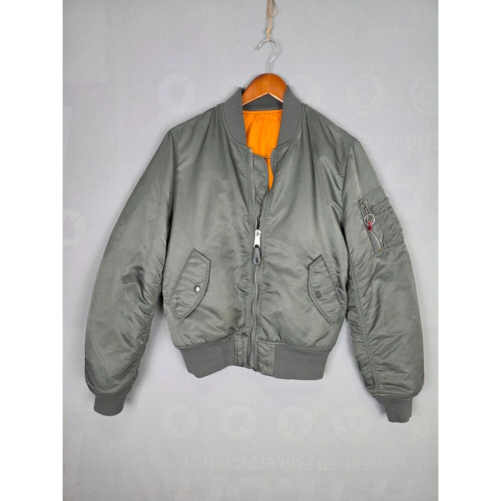 Alpha Industries Bomber Jacket Slim Fit Medium Reversible Green Retro 50s